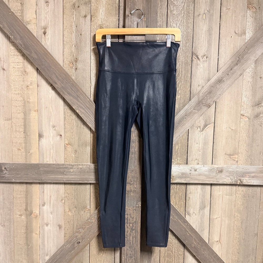 SPANX Black Faux Leather Leggings GUC